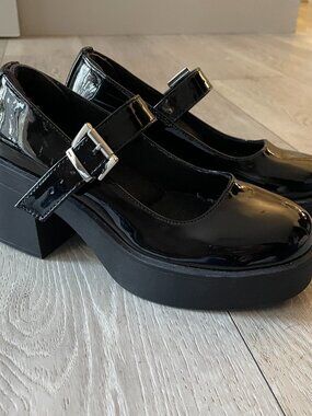 Black Patent Platform Mary Janes Y2K